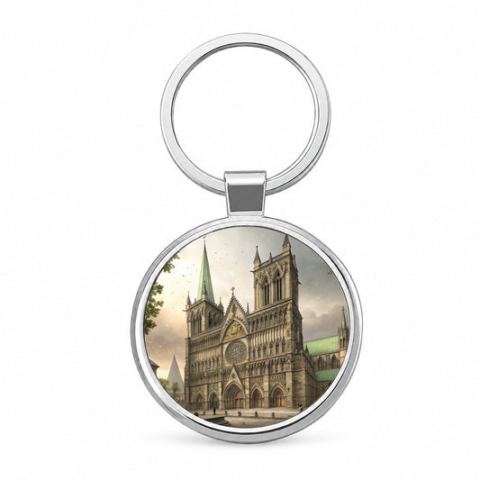 Nidaros Cathedral Church Trondheim Norway Round Metal Keychain