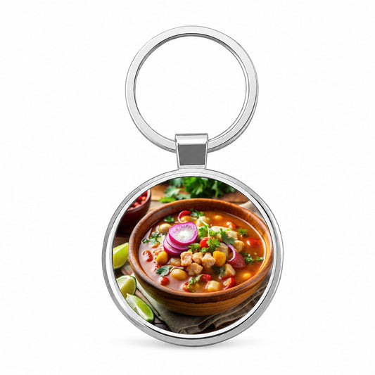 Pozole Posole Traditional Mexican Stew Round Metal Keychain