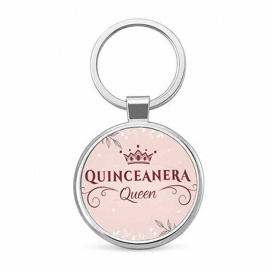 Quinceanera Queen Celebration Round Metal Keychain