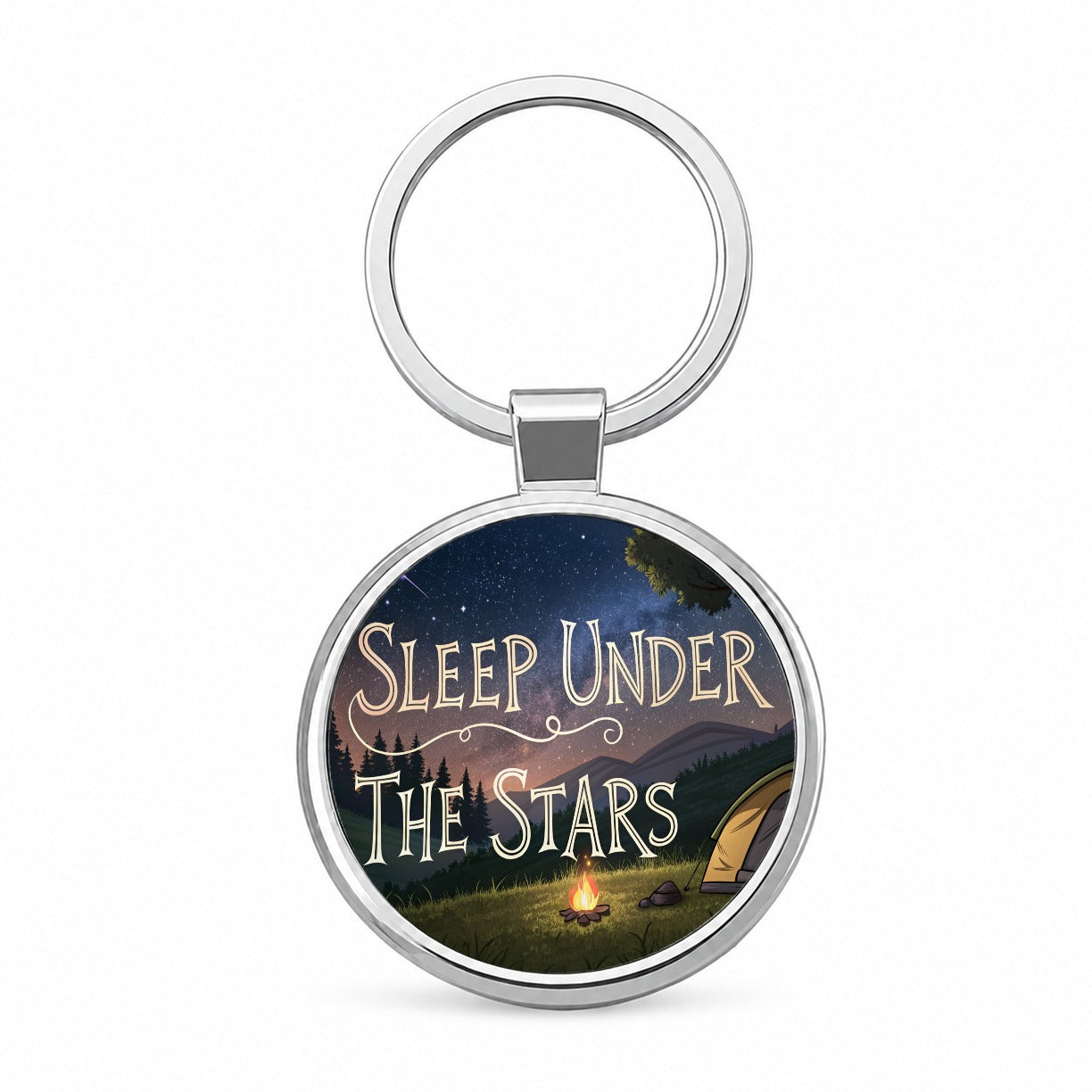 Sleep Under The Stars Camping Camper Round Metal Keychain