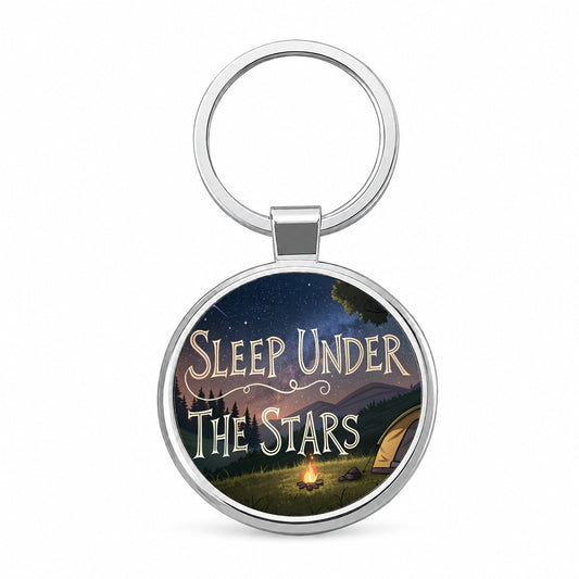 Sleep Under The Stars Camping Camper Round Metal Keychain