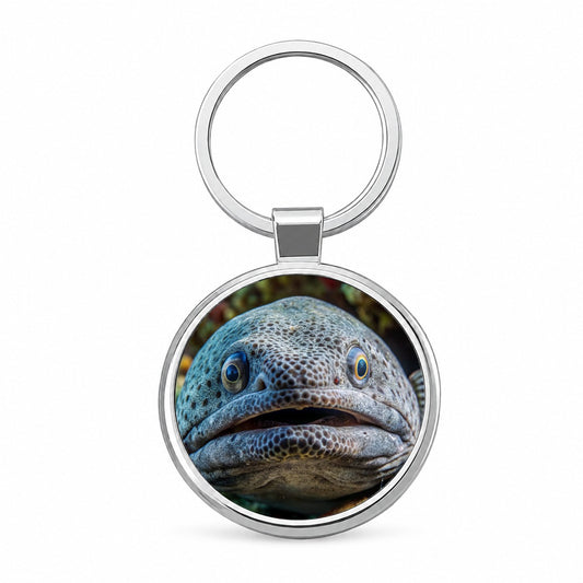 Wolf Eel Round Metal Keychain