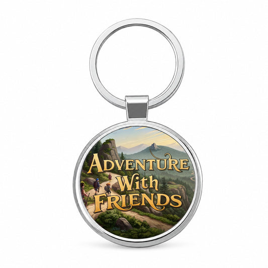 Adventure With Friends Hiking Hiker Round Metal Keychain