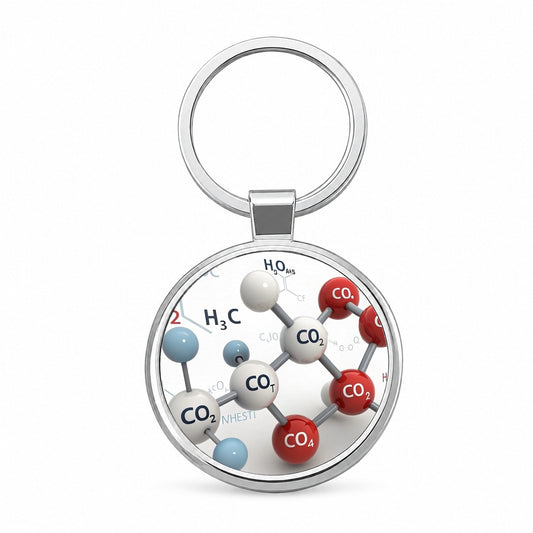 Chemistry Lab Molecules Fun Illustration Round Metal Keychain