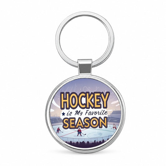 Hockey is My Favorite Season Funny Round Metal Keychain