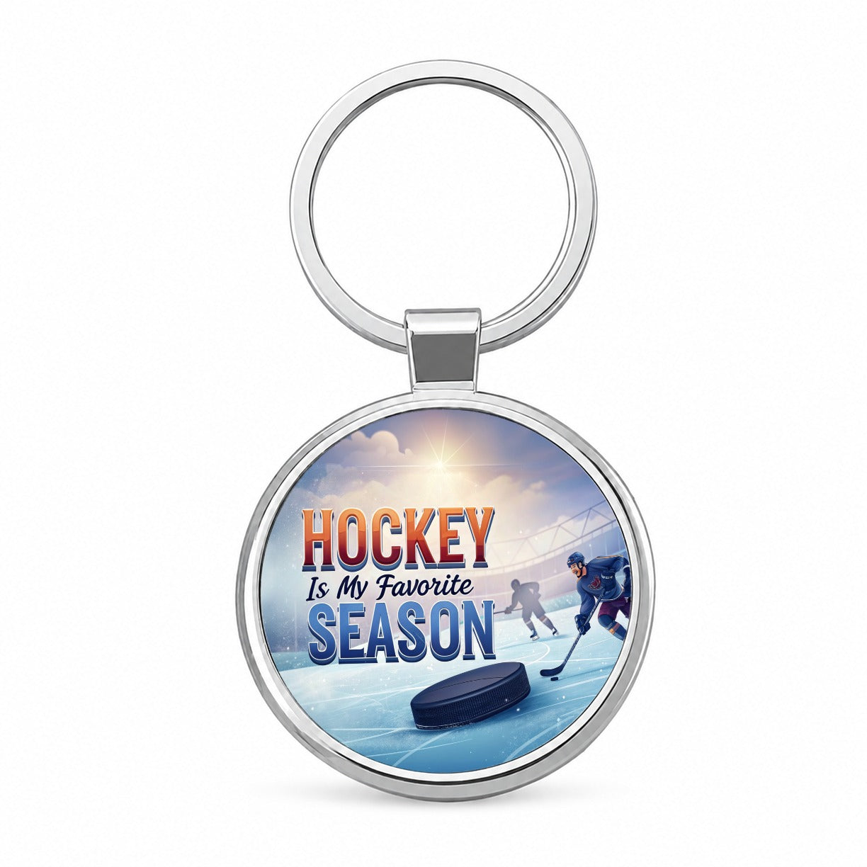 Hockey is My Favorite Season Ice Skate Round Metal Keychain