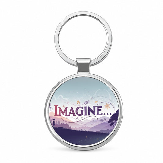 Imagine Pretty Purple Fantasy Round Metal Keychain