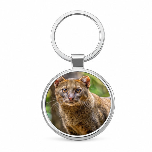 Jaguarundi Otter Cat Photo Round Metal Keychain