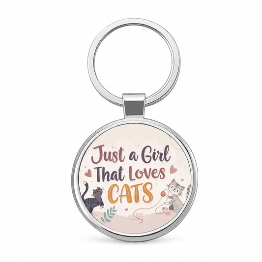 Just A Girl That Loves Cats Cute Round Metal Keychain