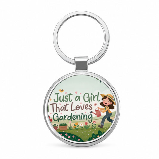 Just A Girl That Loves Gardening Cute Round Metal Keychain