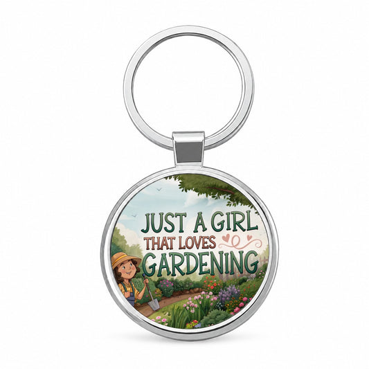 Just A Girl That Loves Gardening Funny Round Metal Keychain