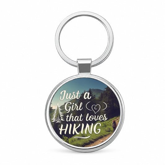 Just A Girl That Loves Hiking Adventure Round Metal Keychain