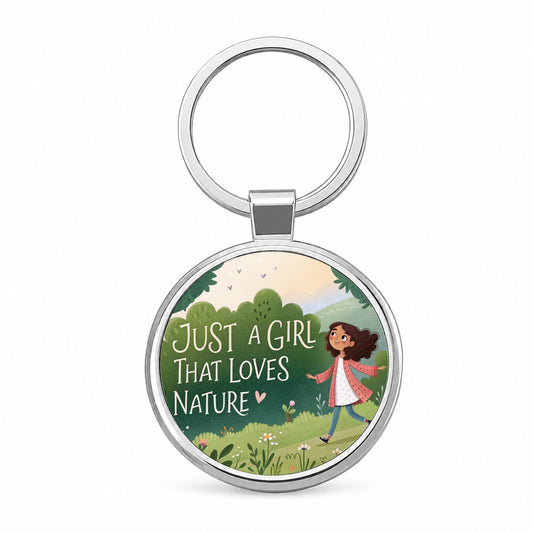 Just A Girl That Loves Nature Cute Round Metal Keychain