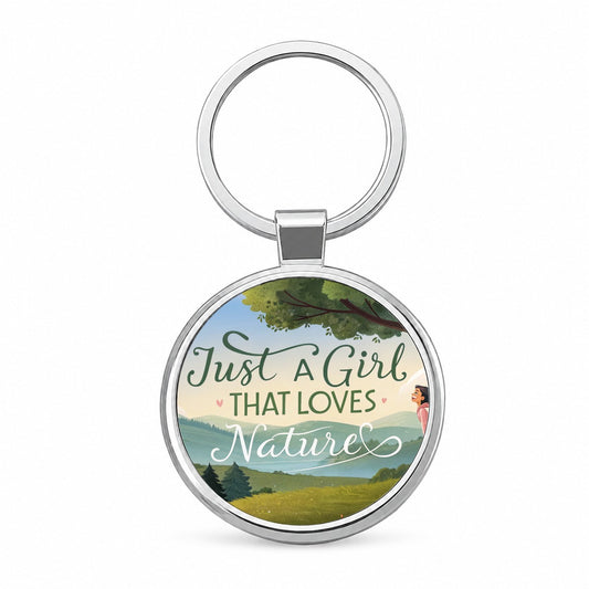 Just A Girl That Loves Nature Funny Round Metal Keychain