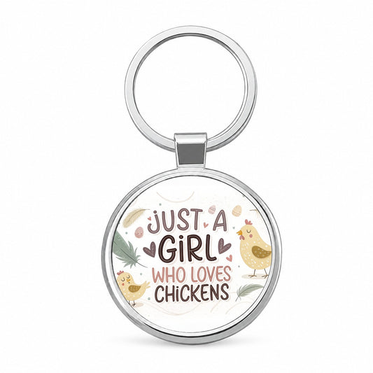 Just A Girl Who Loves Chickens Cute Round Metal Keychain