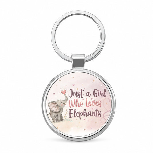 Just A Girl Who Loves Elephants Sweet Round Metal Keychain