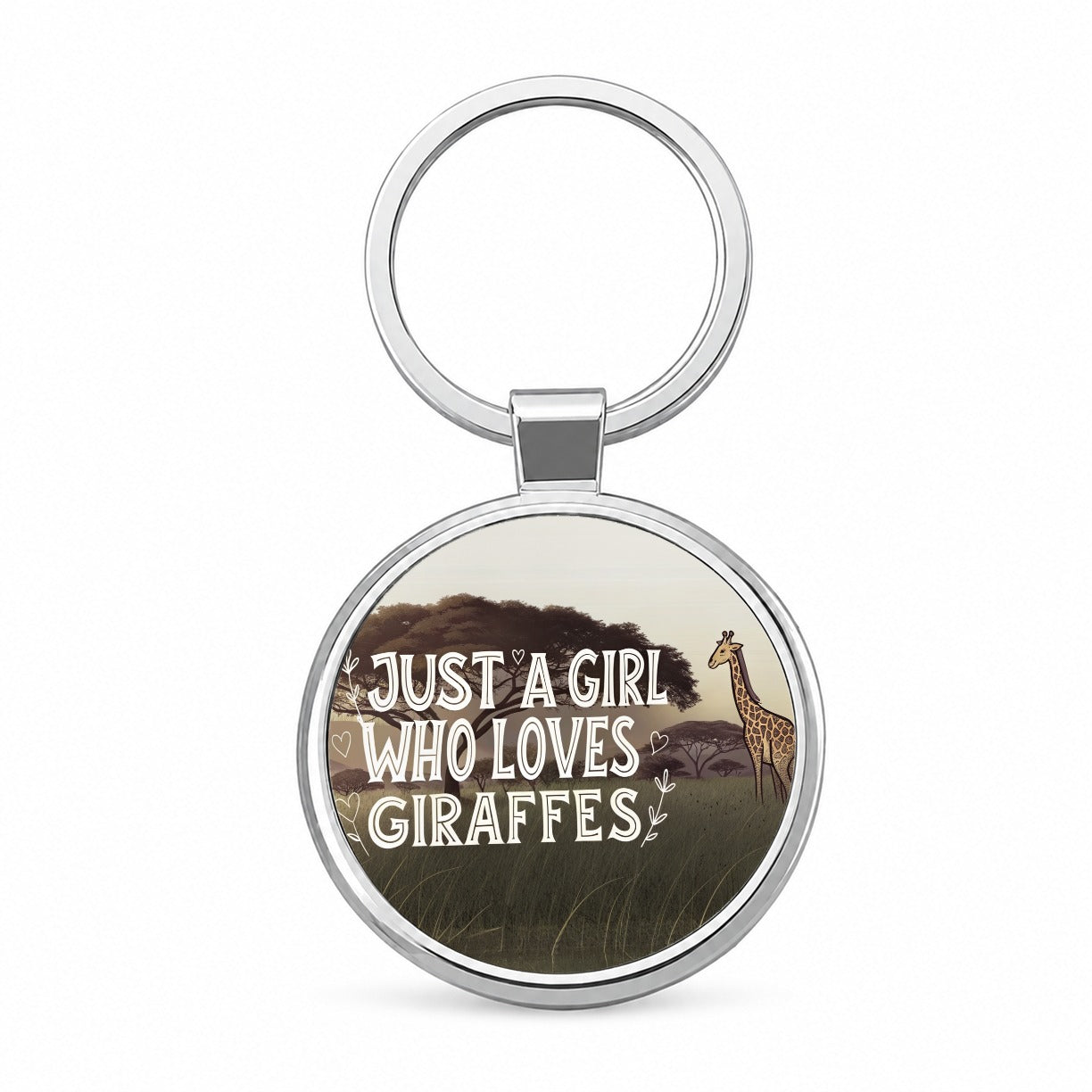 Just A Girl Who Loves Giraffes Round Metal Keychain