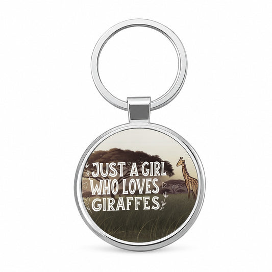 Just A Girl Who Loves Giraffes Round Metal Keychain