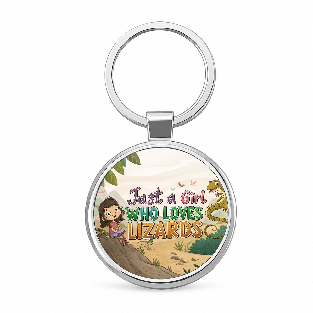 Just A Girl Who Loves Lizards Cute Round Metal Keychain