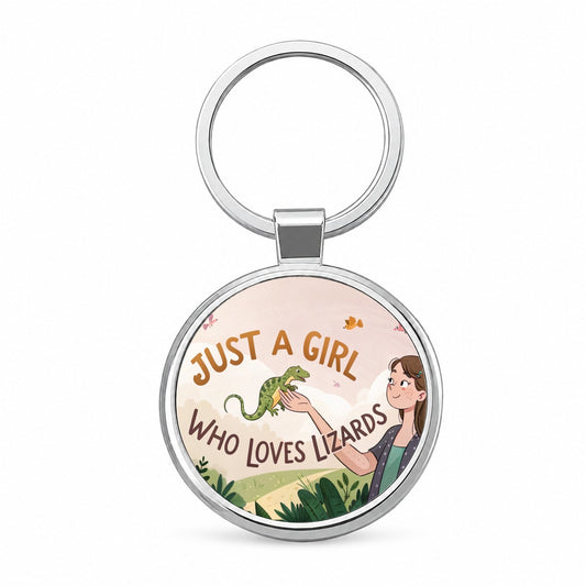 Just A Girl Who Loves Lizards Funny Round Metal Keychain