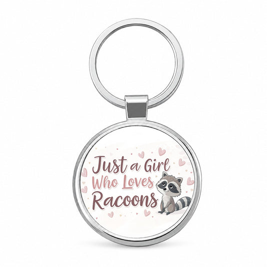 Just A Girl Who Loves Raccoons Cute Round Metal Keychain