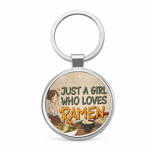 Just A Girl Who Loves Ramen Cute Round Metal Keychain