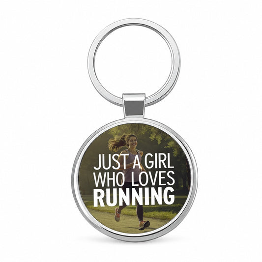 Just A Girl Who Loves Running Jogging Round Metal Keychain