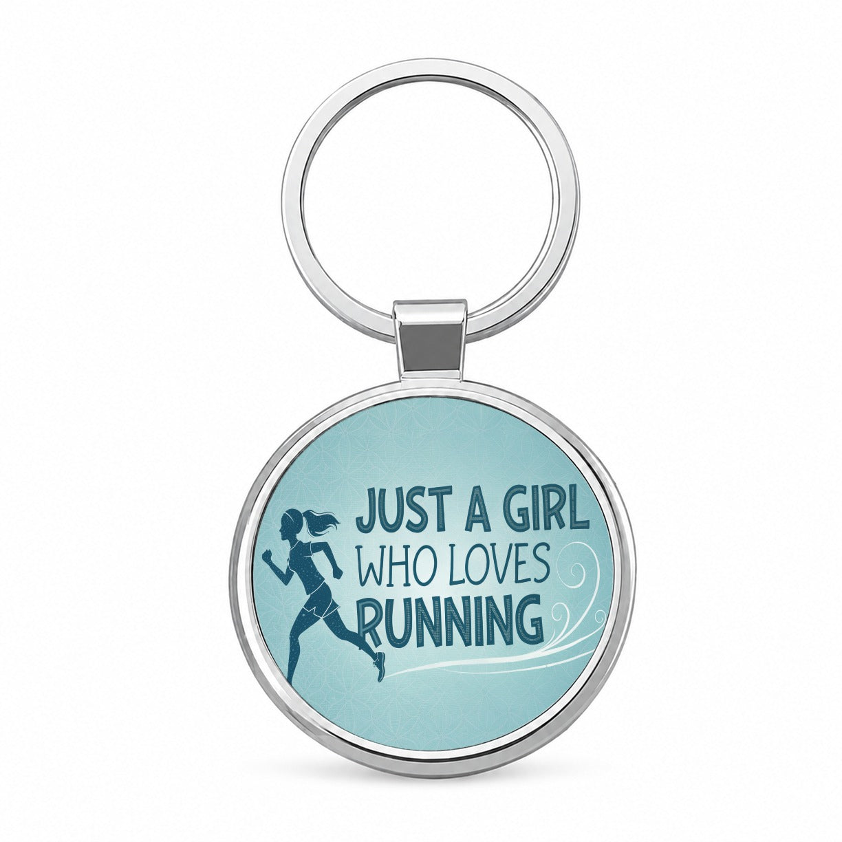Just A Girl Who Loves Running Round Metal Keychain