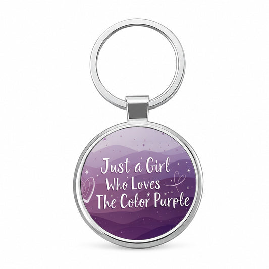 Just A Girl Who Loves The Color Purple Cute Round Metal Keychain