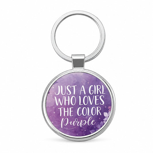 Just A Girl Who Loves The Color Purple Funny Round Metal Keychain