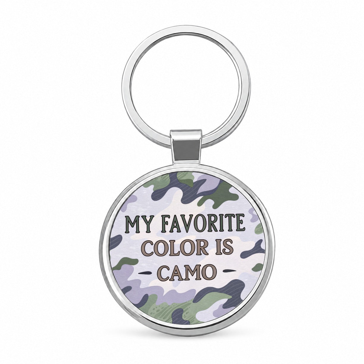 My Favorite Color Is Camo Military Camouflage Round Metal Keychain