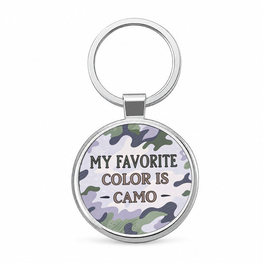 My Favorite Color Is Camo Military Camouflage Round Metal Keychain