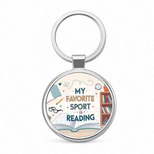 My Favorite Sport Is Reading Funny Round Metal Keychain