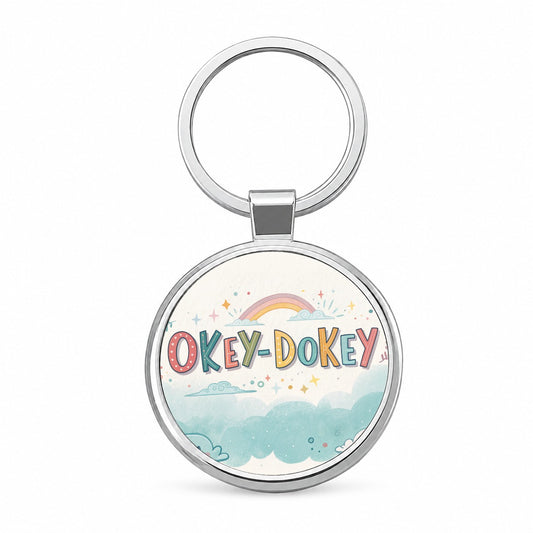 Okey Dokey Fun Colors Round Metal Keychain