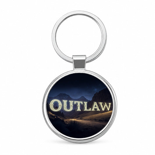 Outlaw Country Night Round Metal Keychain
