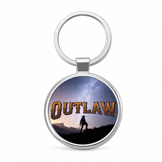 Outlaw Cowboy Desperado Round Metal Keychain