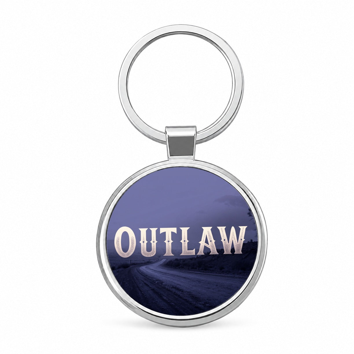 Outlaw Empty Highway Round Metal Keychain