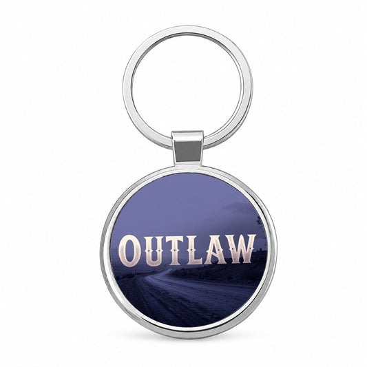 Outlaw Empty Highway Round Metal Keychain