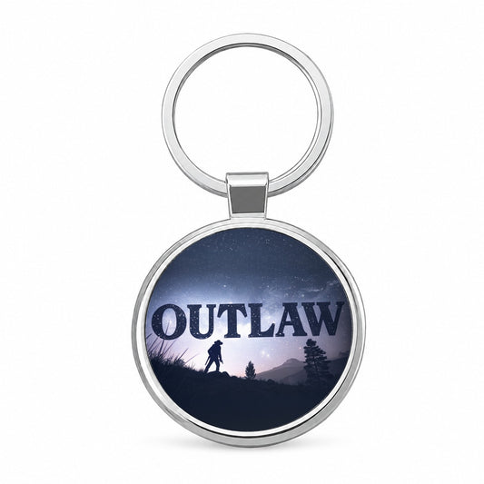 Outlaw Renegade Cowboy Round Metal Keychain