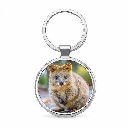 Quokka Photo Round Metal Keychain