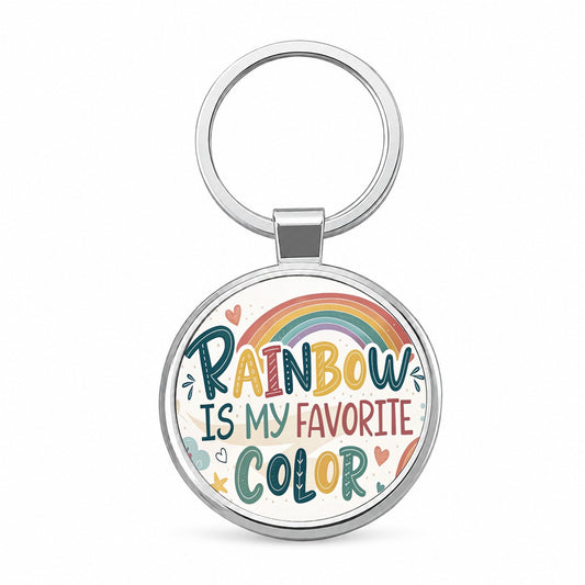 Rainbow Is My Favorite Color Funny Round Metal Keychain