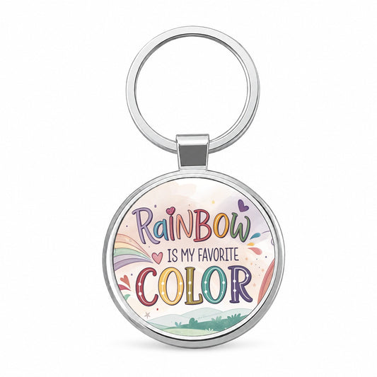 Rainbow Is My Favorite Color Round Metal Keychain