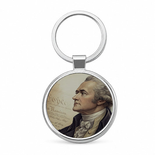 Alexander Hamilton Founding Father Round Metal Keychain