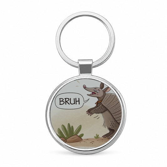 Armadillo Bruh Funny Round Metal Keychain