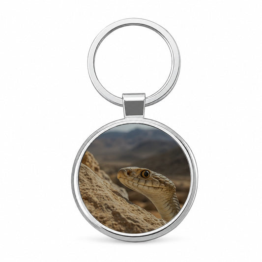 Asp Snake Wildlife Nature Round Metal Keychain