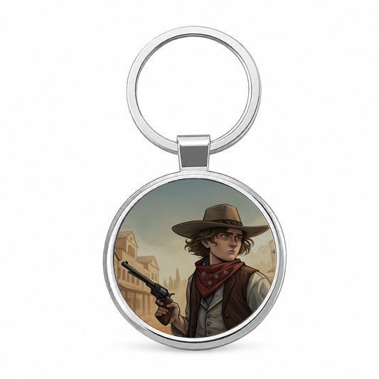 Billy the Kid Outlaw Round Metal Keychain