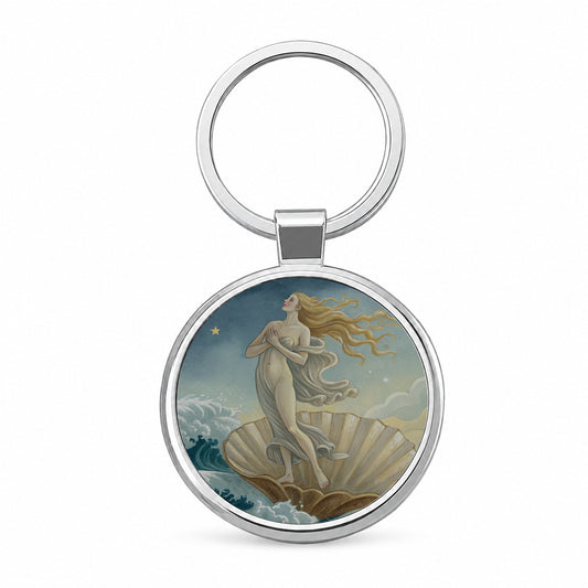 Birth Of Venus Art Inspired Round Metal Keychain