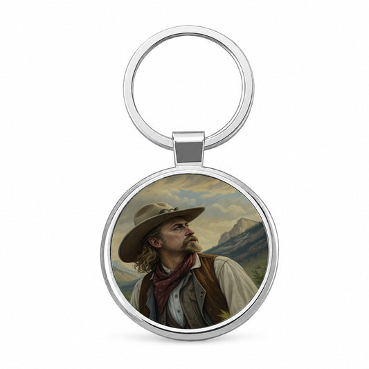 Buffalo Bill Wild West Round Metal Keychain