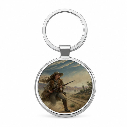 Calamity Jane Wild West Round Metal Keychain