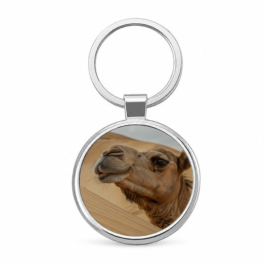 Camel Desert Wildlife Nature Round Metal Keychain